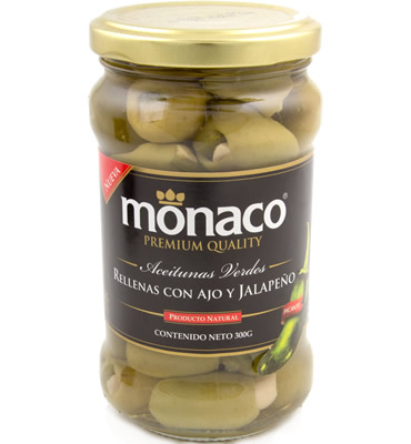 Green Olives stuffed with Garlic and Jalapeño