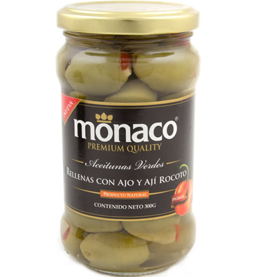 Green Olives stuffed with Garlic and Red Hot Peppers